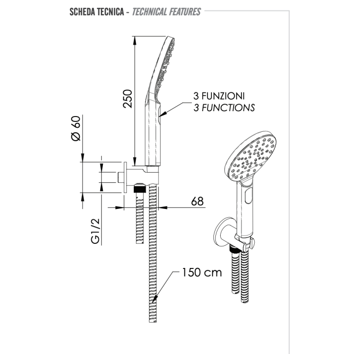 Душевой набор Remer Rubinetterie хром, 337M318MP