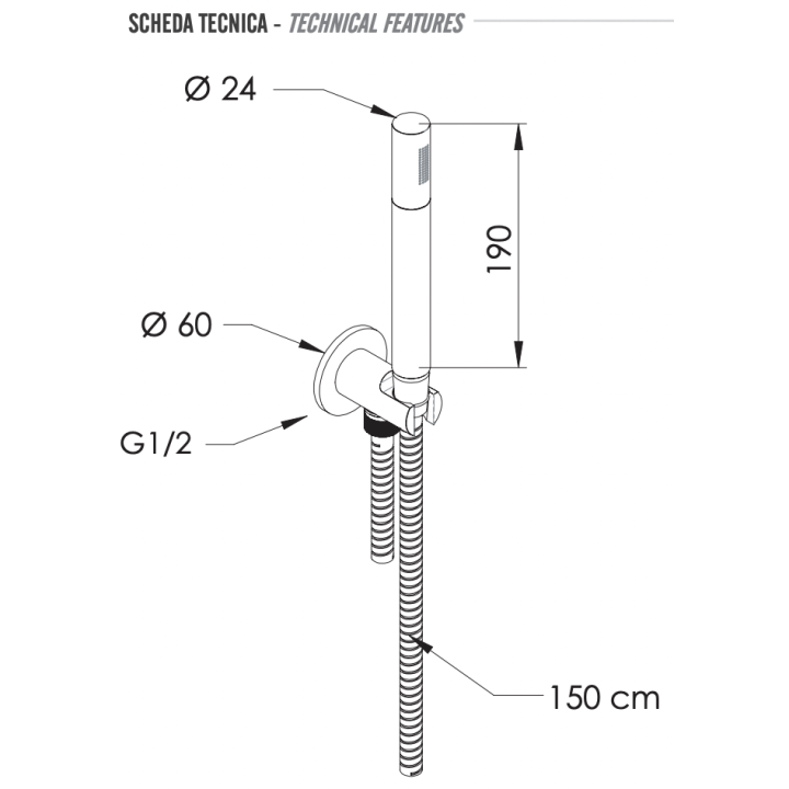 Душевой набор Remer Rubinetterie X Style INOX, SS337M317MM