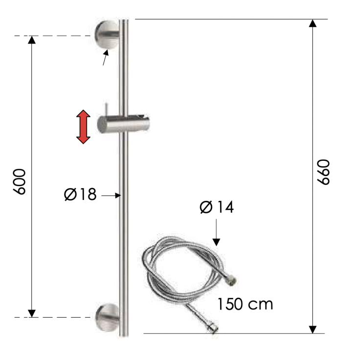 Душевой набор Remer Rubinetterie X Style Inox, SS317M332