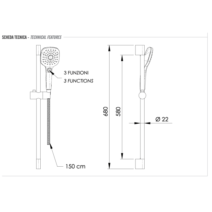 Душевой набор Remer Rubinetterie 315L318CP