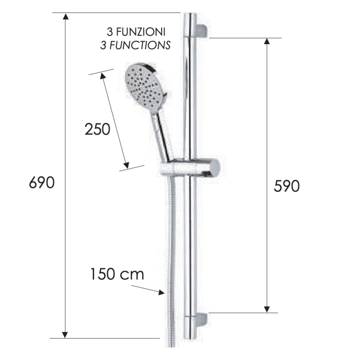Душевой набор Remer Rubinetterie хром, 315R318MP