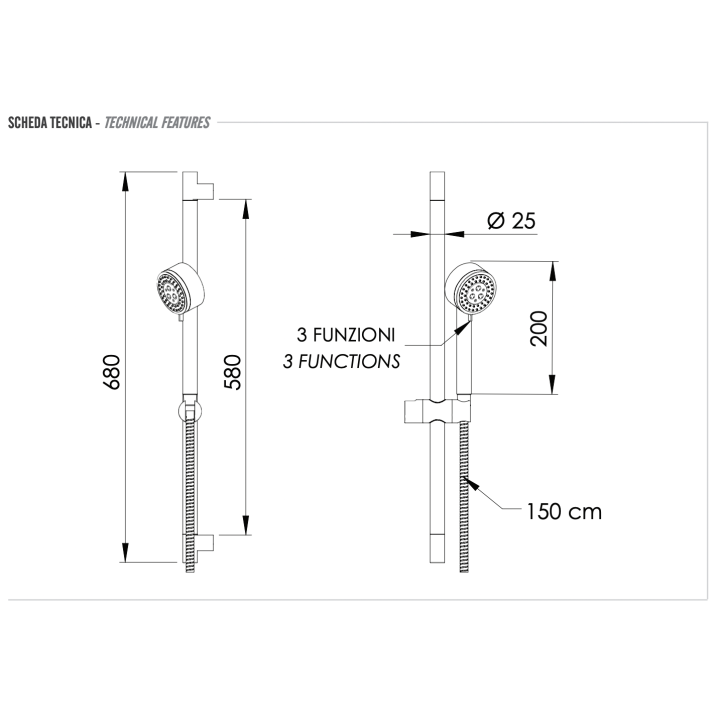 Душевой набор Remer Rubinetterie хром, 315R319MO