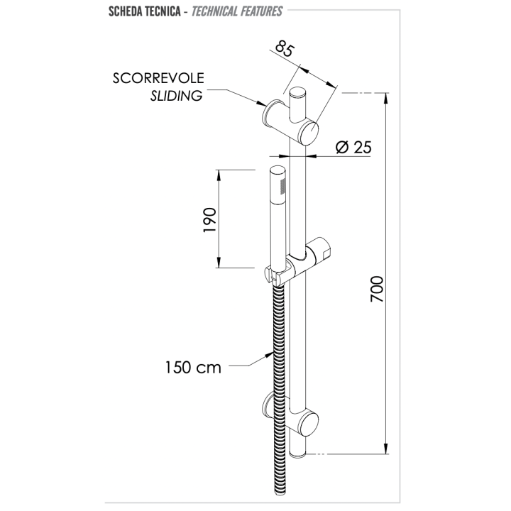 Душевой набор Remer Rubinetterie хром, 317G317MM