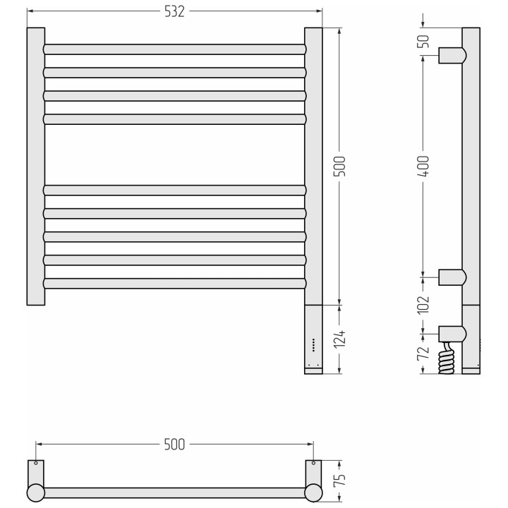 Сунержа Богема 3.1 Полотенцесушитель 50х50 см, 071-6005-5050
