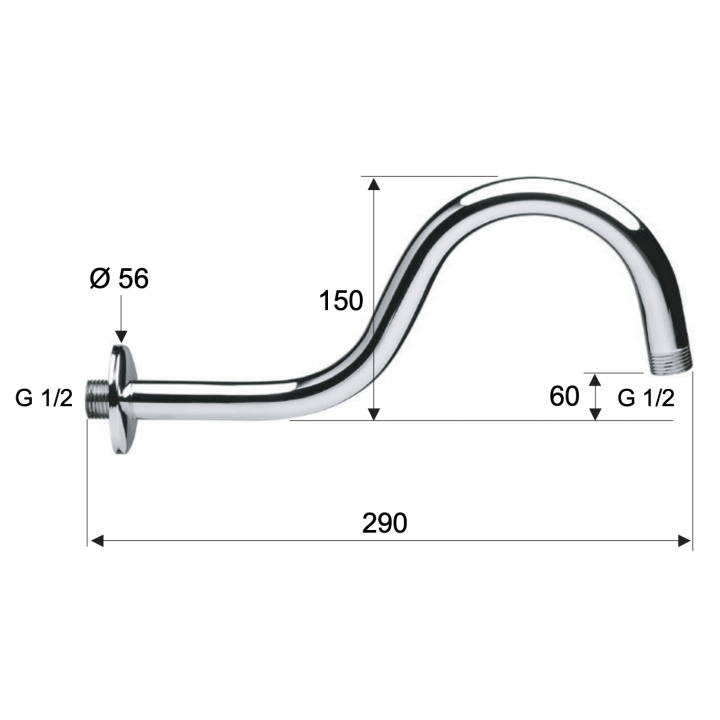 Кронштейн для душа Remer Rubinetterie 29 см, 342S