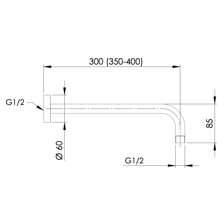 Кронштейн для душа Remer 30 см хром, 343L30
