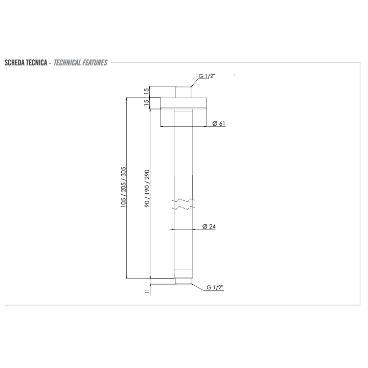 Кронштейн Remer Rubinetterie X Style Inox SS347N20