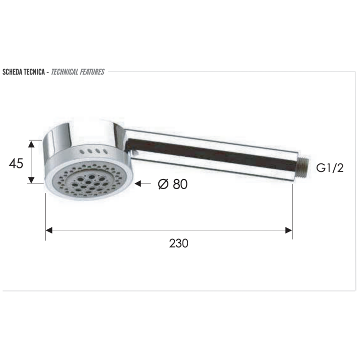 Ручной душ Remer Rubinetterie 2 режима хром, 321HGX