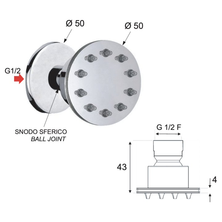 Форсунка Remer Rubinetterie хром, NX34JET