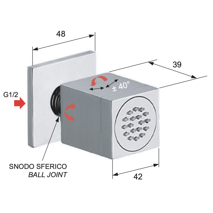 Квадратная форсунка Remer Rubinetterie, Q34JET