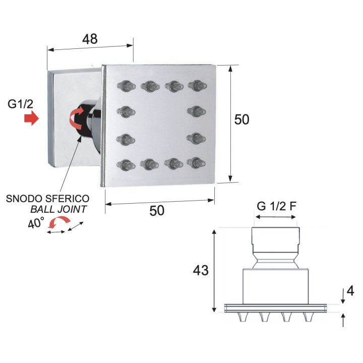 Форсунка Remer Rubinetterie хром QX34JET