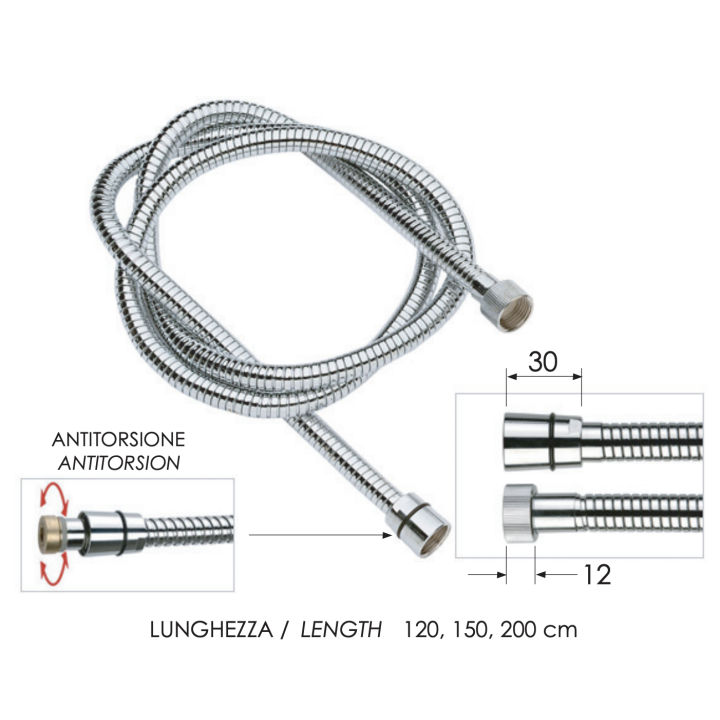 Шланг для душа Remer Rubinetterie 120 см, 333CNDGAT120