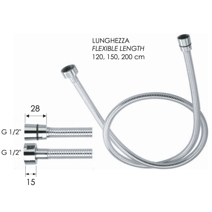 Шланг для душа Remer Rubinetterie 150 см, 332CNBC150