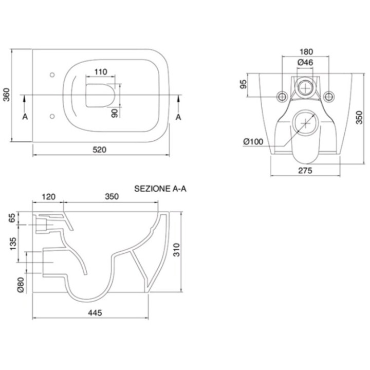 Scarabeo Teorema 2.0 Унитаз подвесной 36x52 см Lime matt