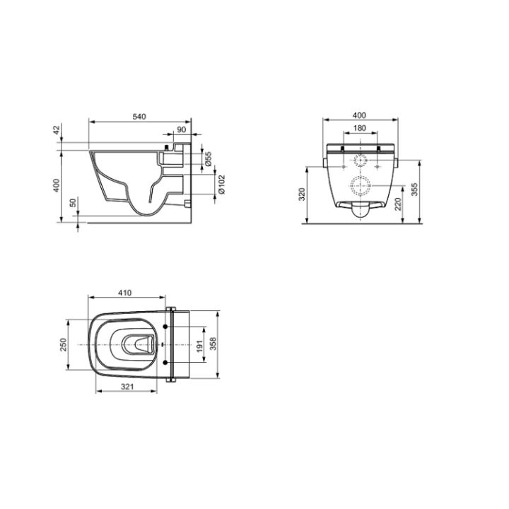 Унитаз TECEone 40x54 см белый 9700200