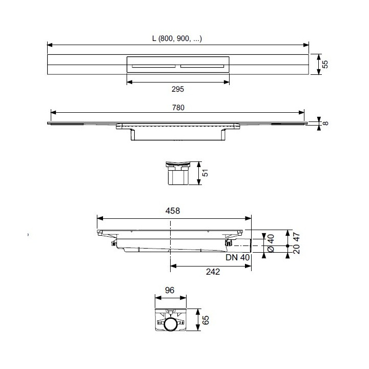 TECE TECEdrainprofile 100 см Matt Black 641025