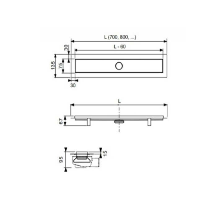 TECE TECElinus дренажный канал 70 см 15103079