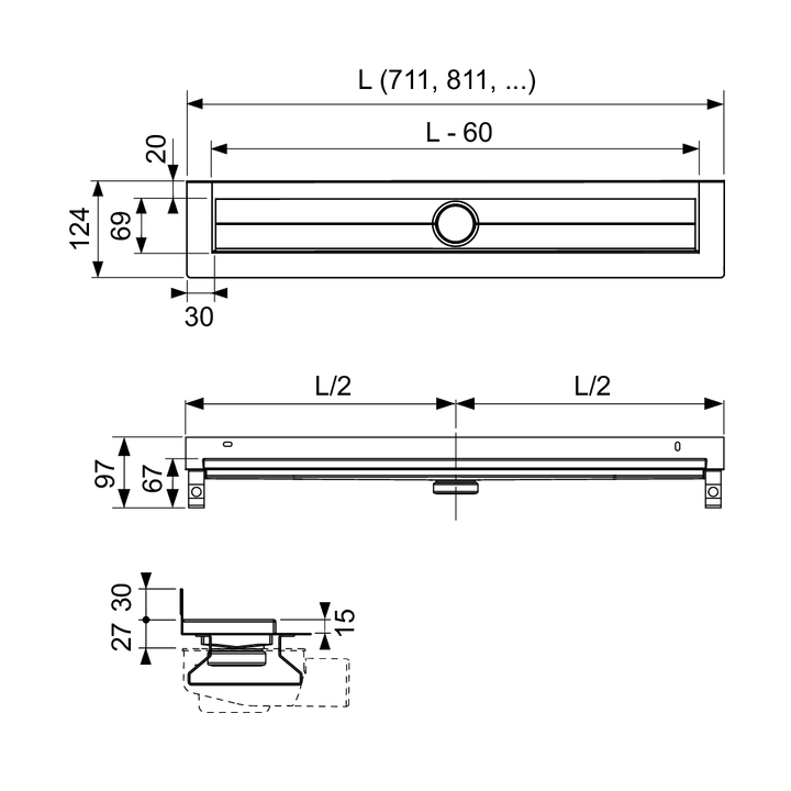 TECE TECEdrainline 100 см дренажный канал 601001