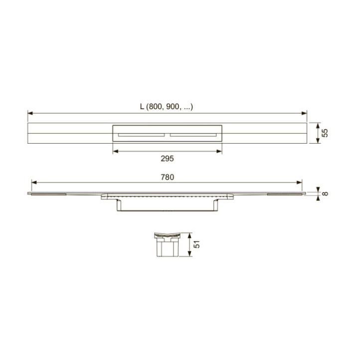 TECE TECEdrainprofile 160 см Satin Steel 671600