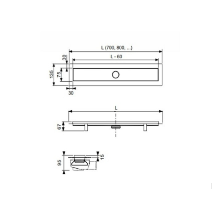 TECE TECElinus дренажный канал 80 см 15103080