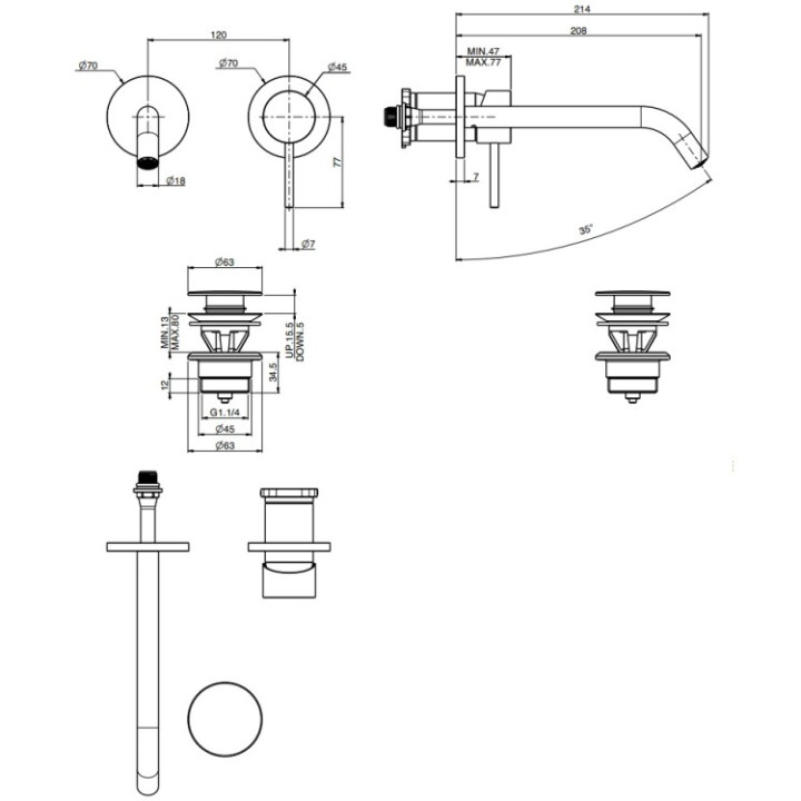 F3051WLX8SN смеситель Fima Spillo Up раковина