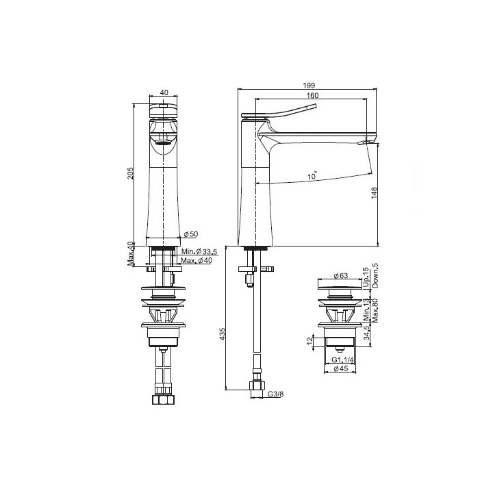 F3801LSN смеситель Fima для раковины 20.5 см