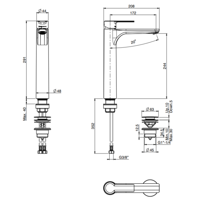 F3131HCR Смеситель Fima Mast высокий хром