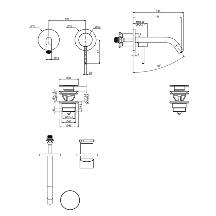 F3051WX8OS смеситель Fima для раковины, скрытый