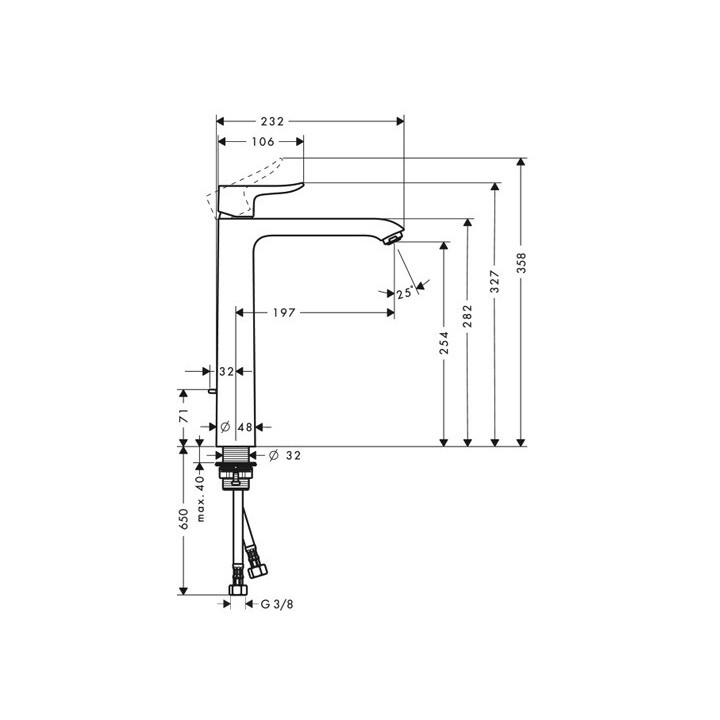 Hansgrohe 31082000 смеситель для раковины высокий