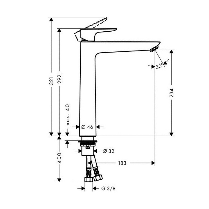 Hansgrohe 71717000 смеситель высокий для раковины