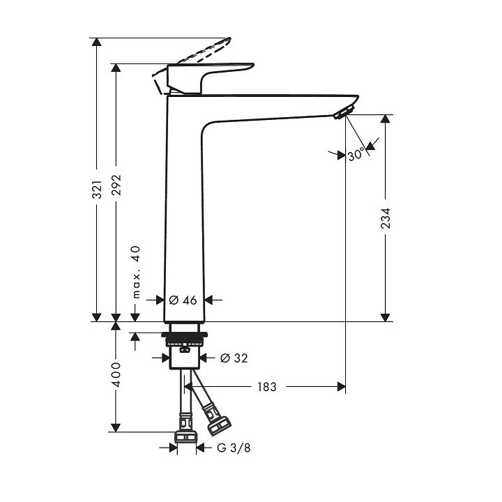 Hansgrohe 71717670 смеситель для раковины высокий