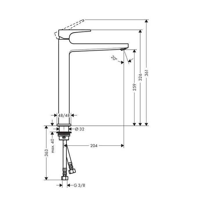 Hansgrohe 32512000 смеситель для раковины высокий
