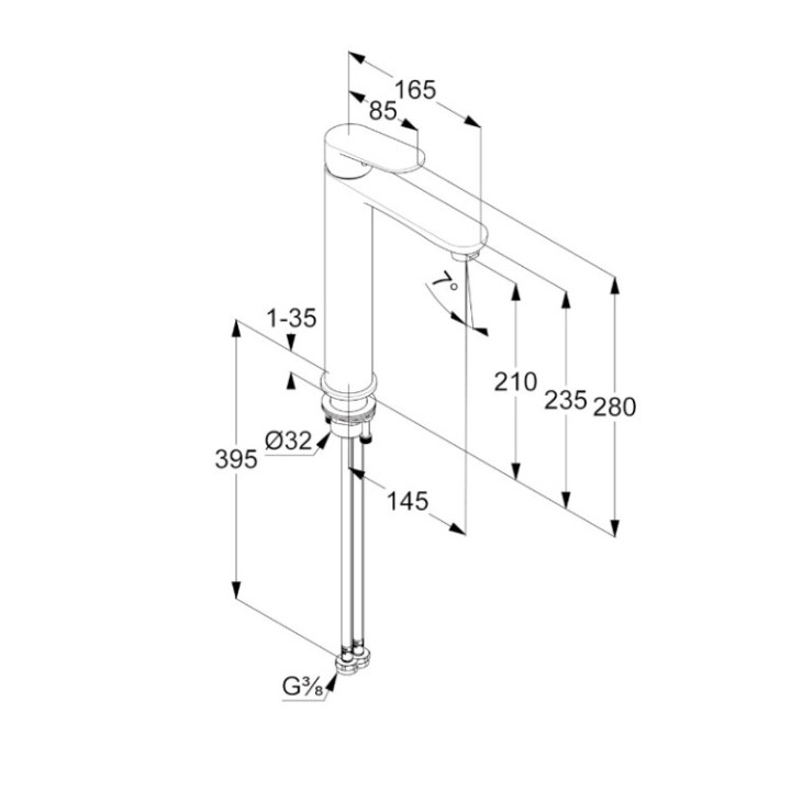 Kludi 322983975 смеситель X1 для раковины