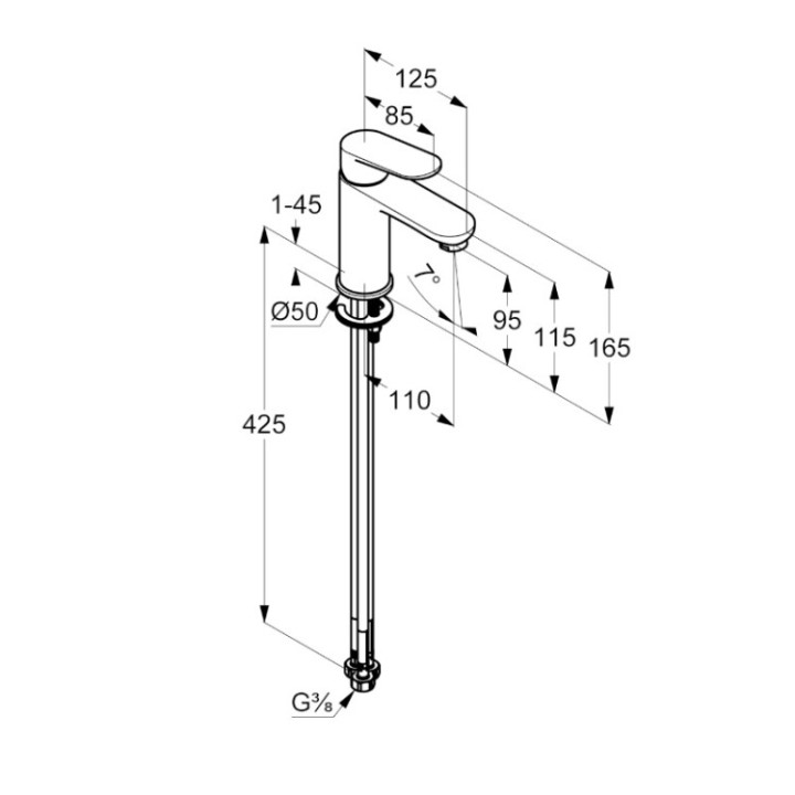 Kludi 322823975 смеситель X1 Matt Black, 16.5 см