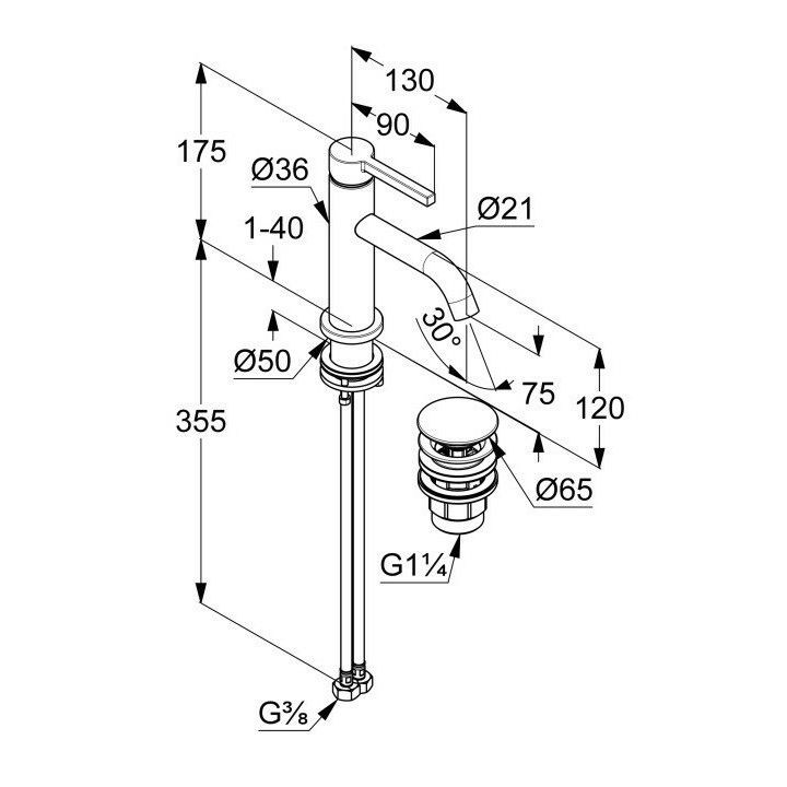Kludi 202663915 смеситель для раковины, черный