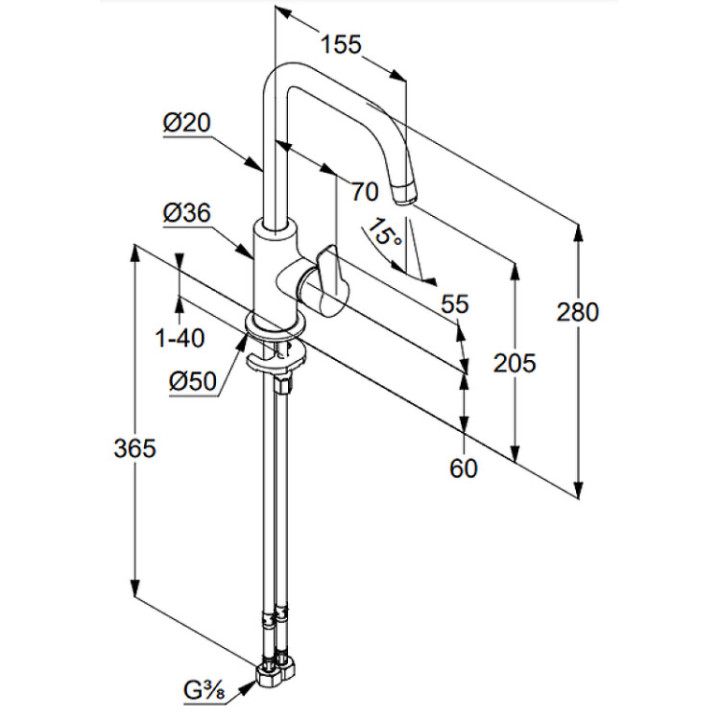 Kludi 370240565 смеситель для раковины высокий хром