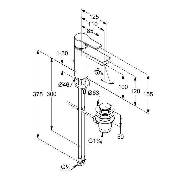 Kludi 482903965 смеситель для раковины, Matt Black
