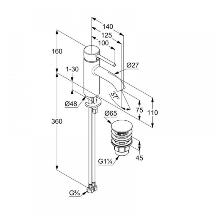 Kludi 382660576 смеситель раковина хром