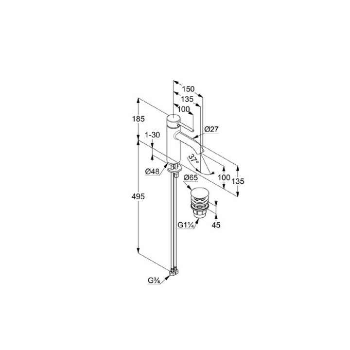 Kludi 382883976 BOZZ смеситель раковина Matt Black
