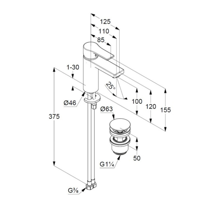 Kludi 482983965 смеситель для раковины Matt Black