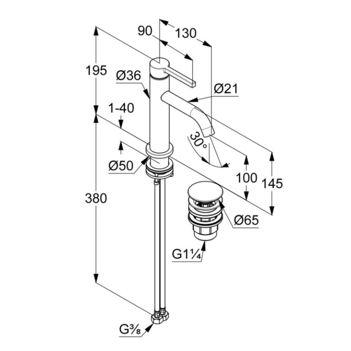 Kludi 202880515 смеситель раковина, хром