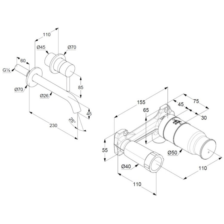 Kludi 382453976S BOZZ смеситель скрытый монтаж