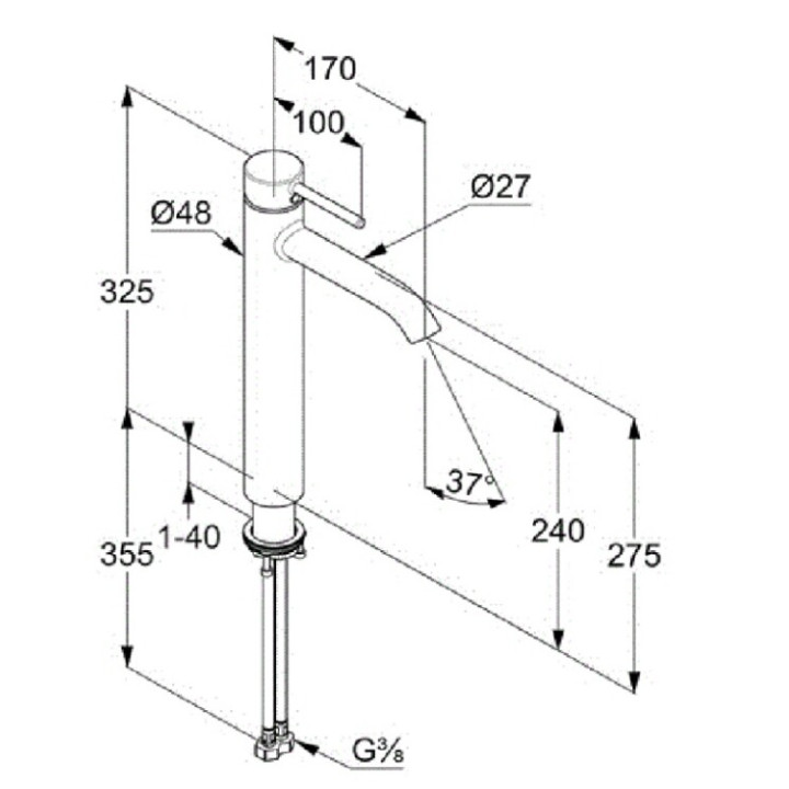 Kludi 38286N076 смеситель высокий для раковины