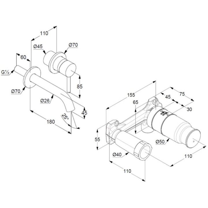 Kludi 382440576S смеситель скрытый BOZZ хром