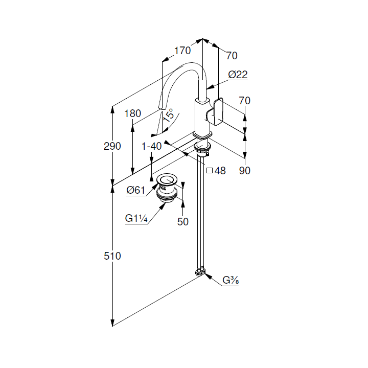 Kludi 42027N075 Смеситель Renon Gold Высокий