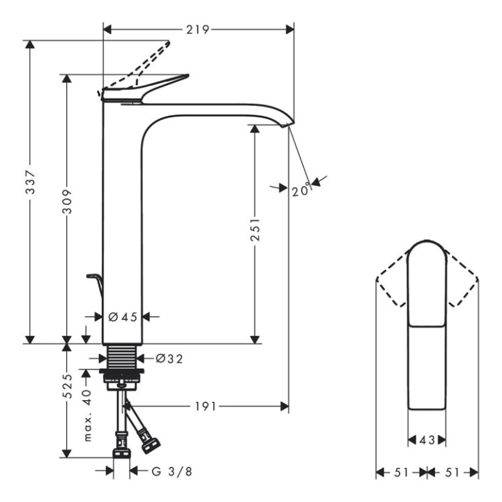 Смеситель Hansgrohe 75040700 Vivenis высокий