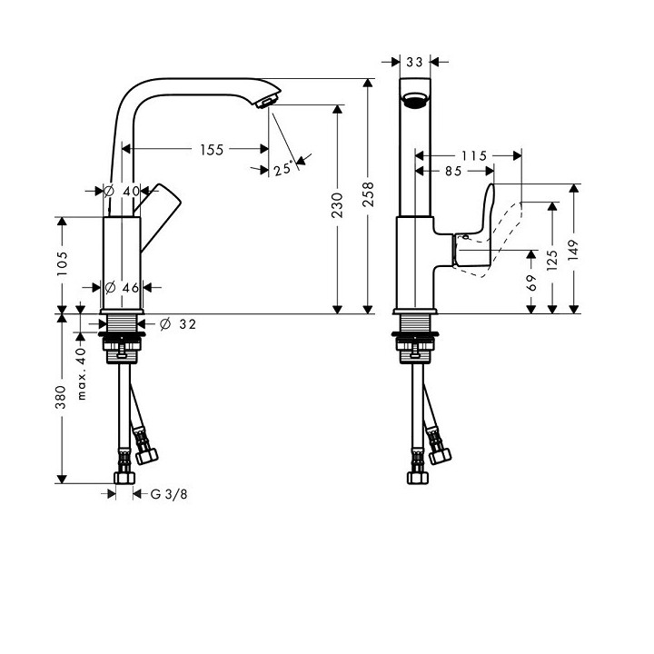 Hansgrohe 31187000 Смеситель для раковины высокий