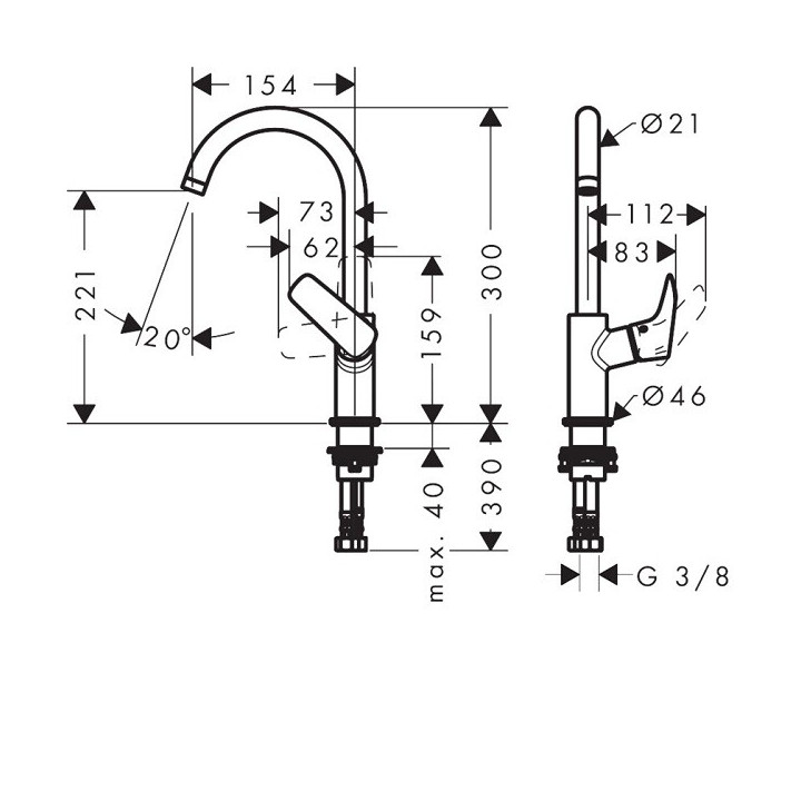 Hansgrohe 71131000 смеситель для раковины высокий