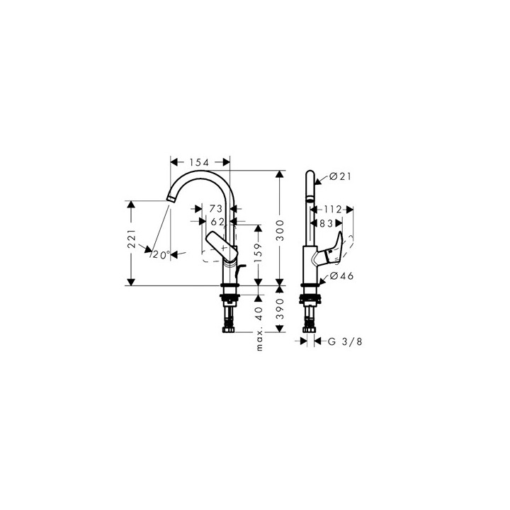 Hansgrohe 71130000 смеситель для раковины высокий