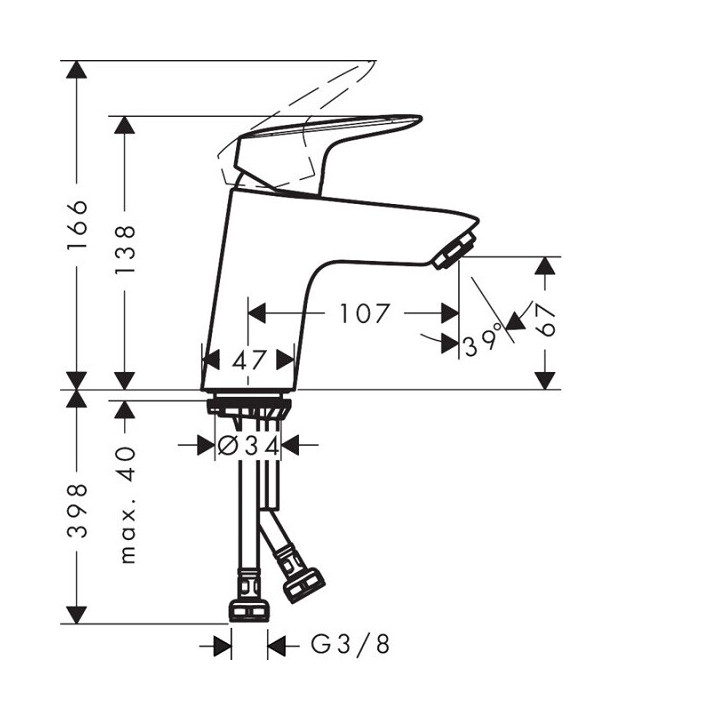 Hansgrohe 71073000 смеситель Logis для раковины